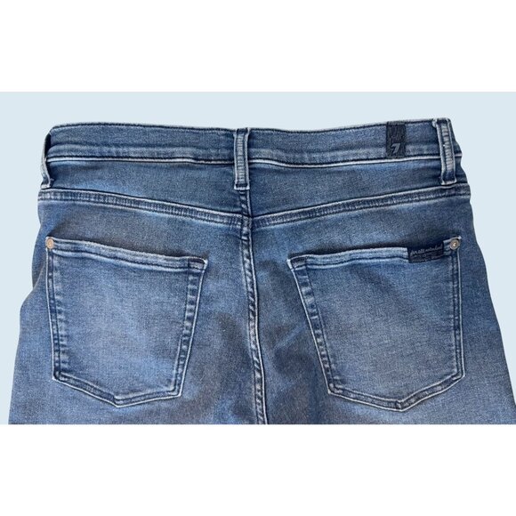 7 FOR ALL MANKIND Cropped Alexa Raw Hem Straight Leg Jean Sz 31 - Picture 6 of 8